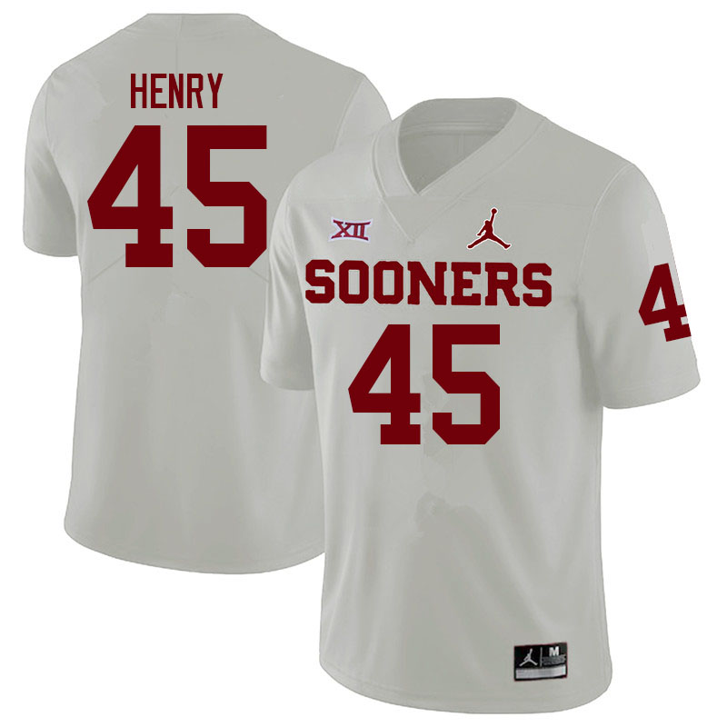 Oklahoma Sooners #45 Kevonte Henry College Football Jerseys Sale-White
